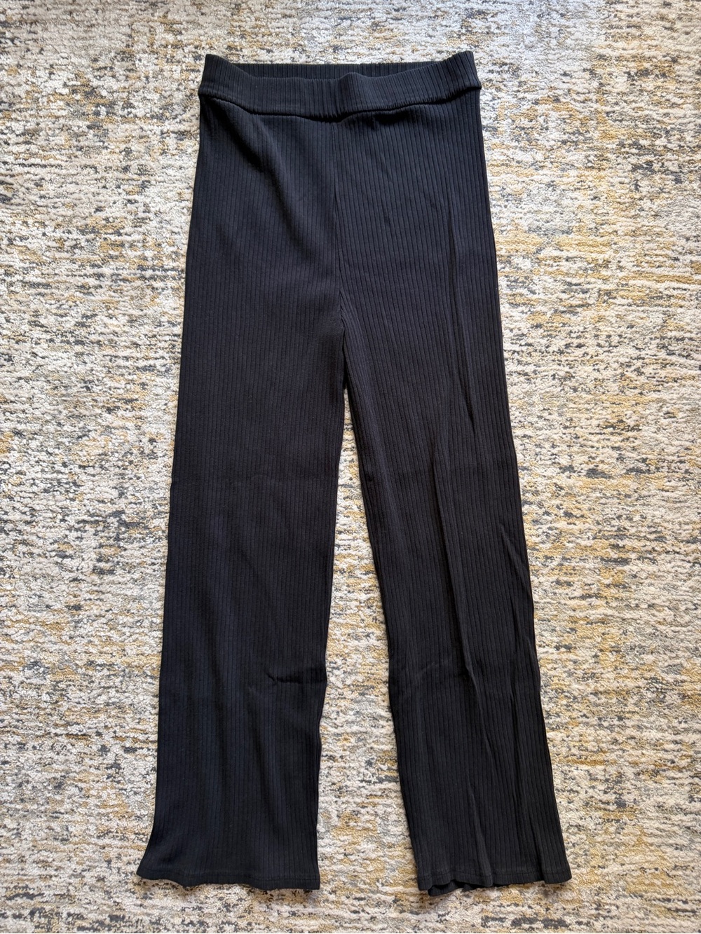 Storq- Cozy Rib Day to Night Pant Black Ribbed Wide-Leg Pants